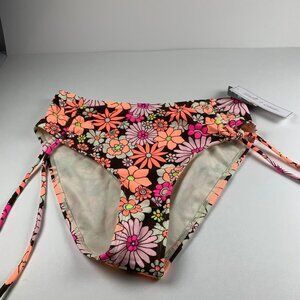 Salt & Cove Bikini Bottom Women Small Multicolor Morning Grace Ruched High-Waist